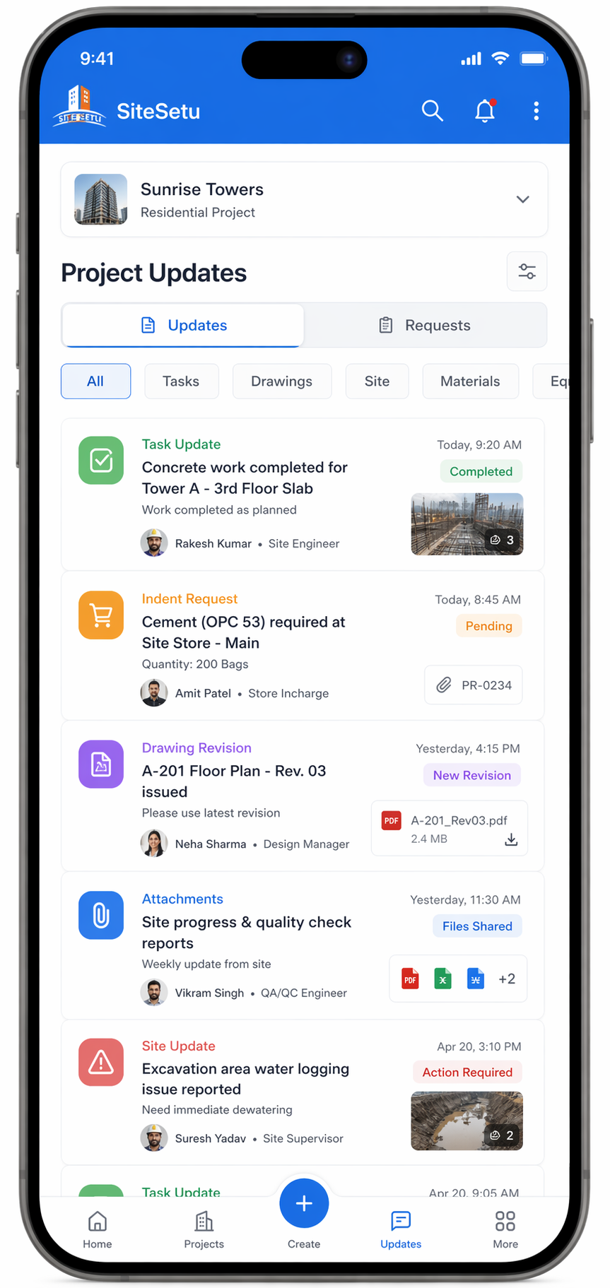Site Setu site updates and requests mobile screenshot