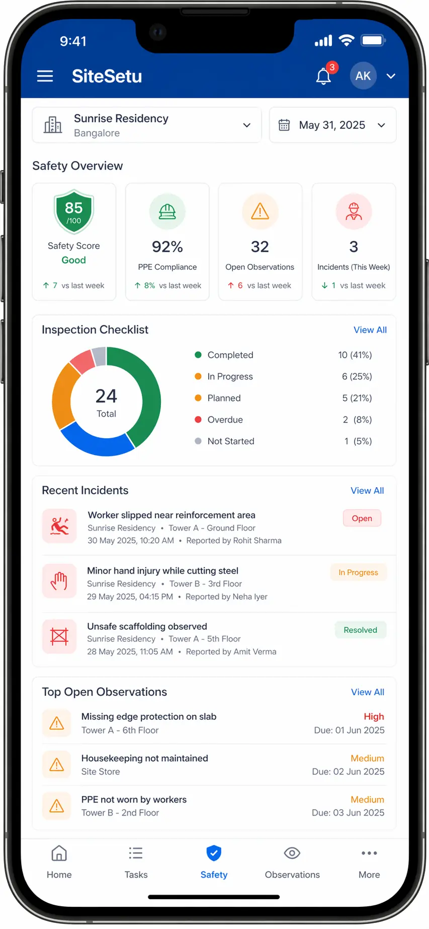 Safety app on mobile