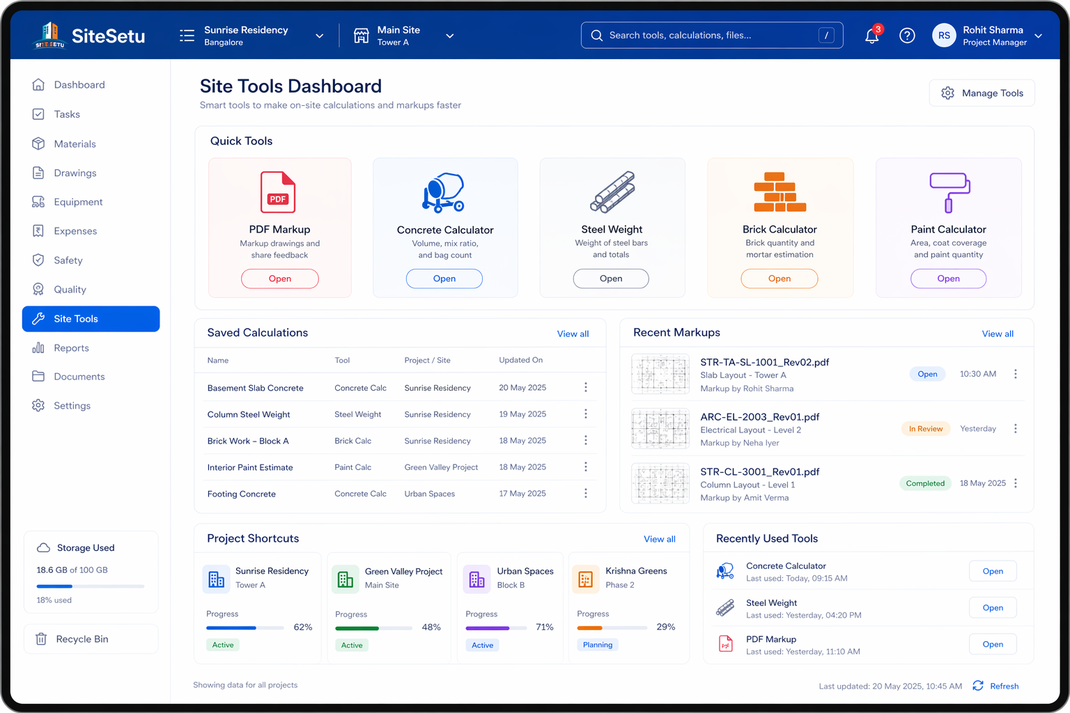 Construction tools dashboard illustration