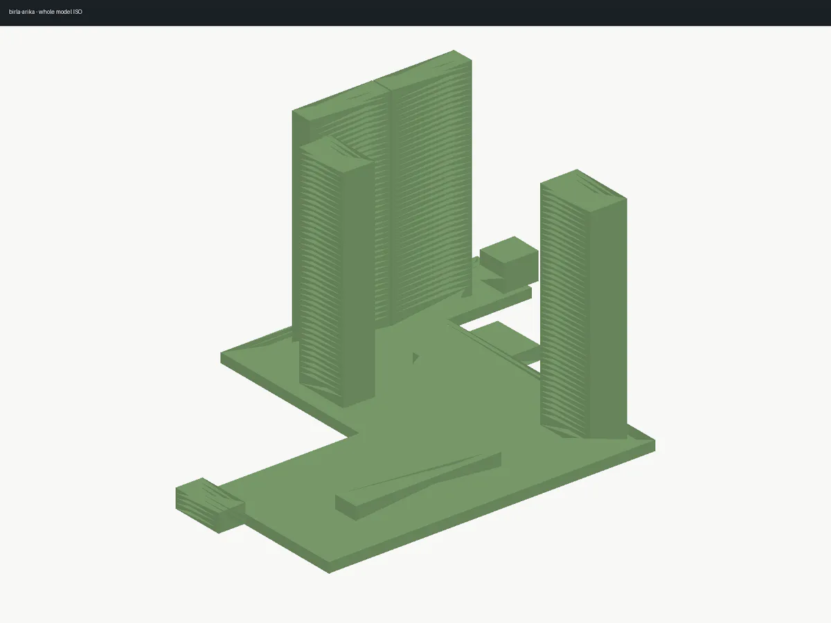 Isometric 3D BIM reconstruction of Birla Arika