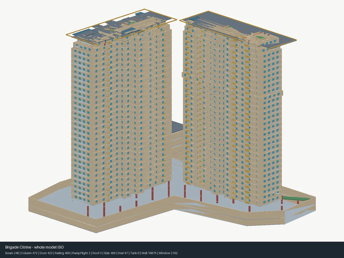 Isometric 3D BIM reconstruction of Brigade Citrine