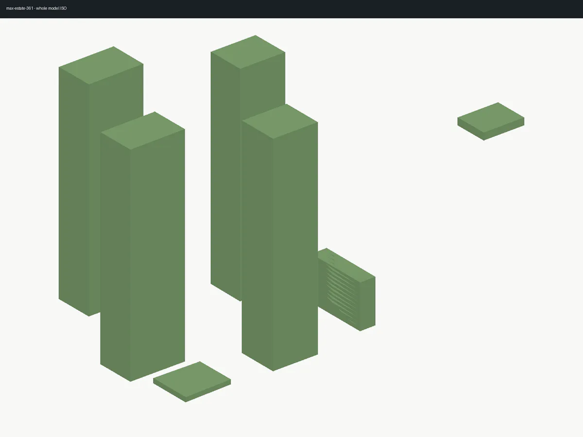 Isometric 3D BIM reconstruction of Estate 361
