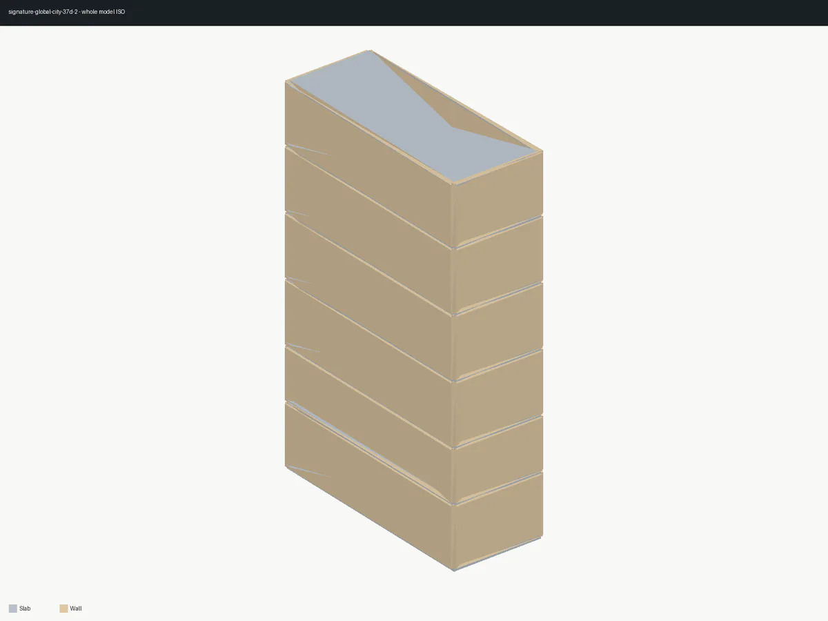 Isometric 3D BIM reconstruction of Signature Global City 37D-2