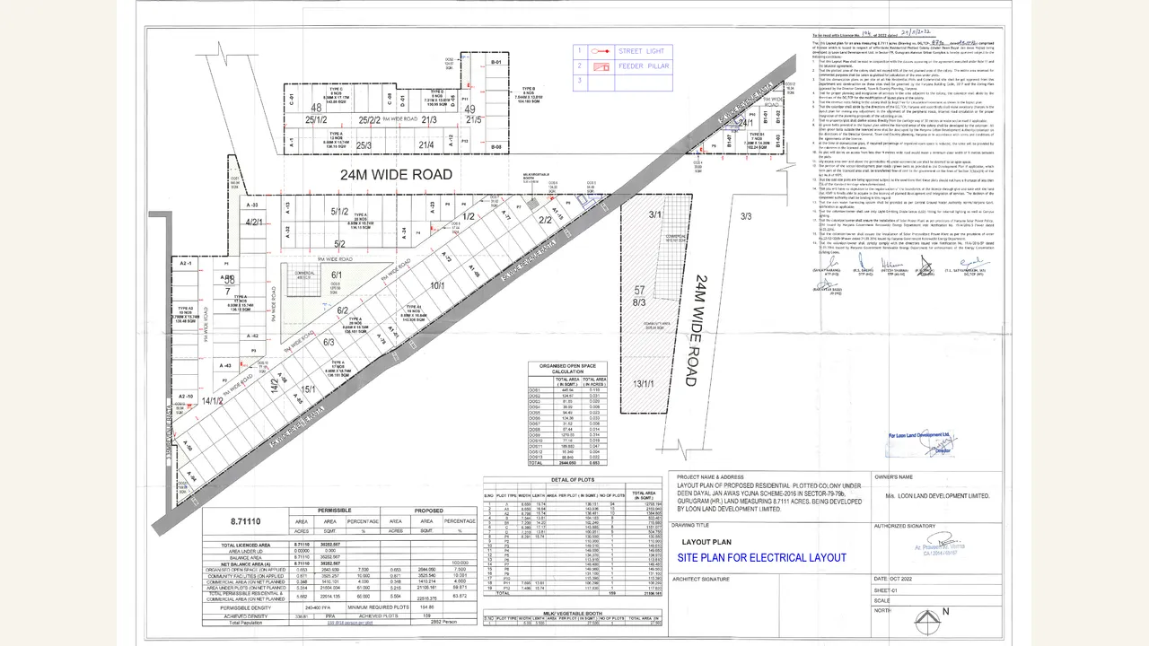 Electrical and street-light layout for the target colony