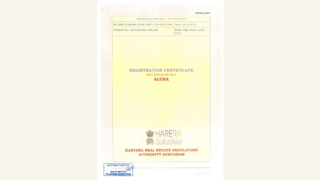 Audited HRERA registration certificate for Alura