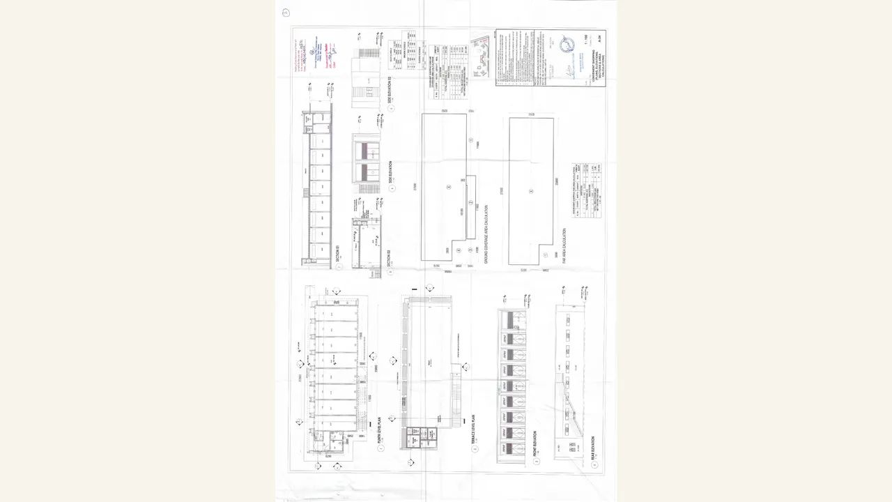 Rendered 1-page file visibly contains the labelled CONVENIENT SHOPPING (PLANS, ELEVATIONS, SECTIONS \u0026 AREA CALCULATIONS) content and target GH-4/Ashiana Aaroham filing material.