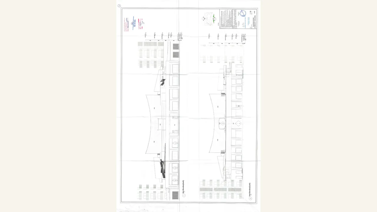 Rendered 1-page file visibly contains the labelled CLUBE ELEVATIONS (COMMUNITY BUILDING) content and target GH-4/Ashiana Aaroham filing material.