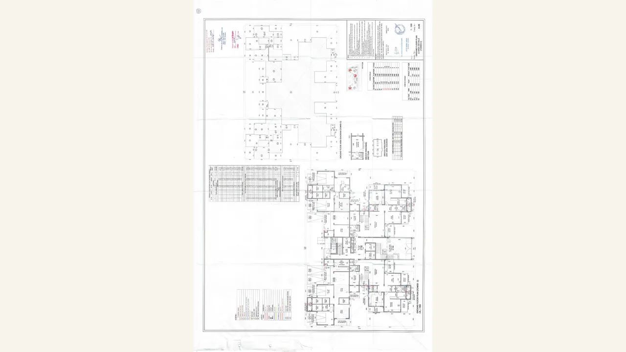 Rendered 1-page file visibly contains the labelled GROUND FLOOR PLAN\u0026 AREA DETAILS (TOWER-3) content and target GH-4/Ashiana Aaroham filing material.