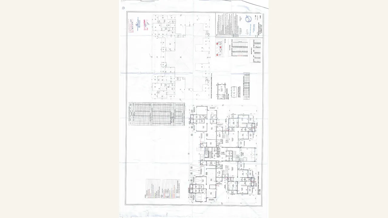GROUND FLOOR PLAN \u0026 AREA DETAILS (TOWER-1\u00266) drawing for Ashiana Aaroham Phase II