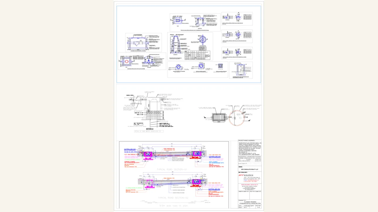 SPE TYPICAL DETAIL AND ROAD SECTION — visually reviewed for AUM GREEN RESIDENCY. Source-reviewed for AUM GREEN RESIDENCY.