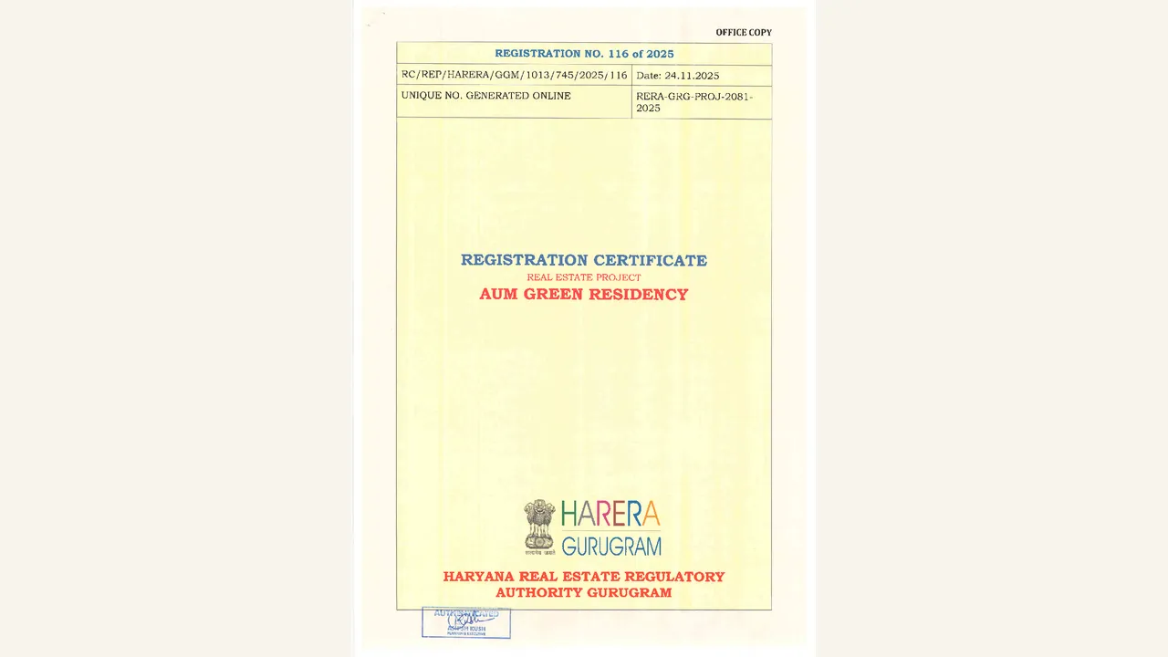 REGISTRATION CERTIFICATE — visually reviewed for AUM GREEN RESIDENCY. Source-reviewed for AUM GREEN RESIDENCY.