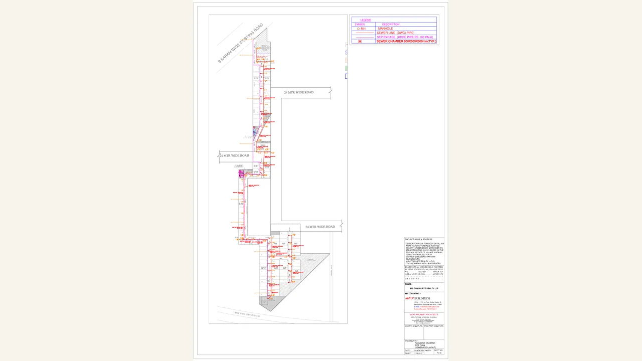 SPE SEWERAGE LAYOUT PLAN — visually reviewed for AUM GREEN RESIDENCY. Source-reviewed for AUM GREEN RESIDENCY.