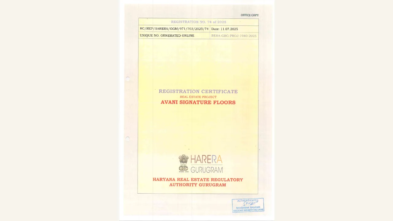 AVANI SIGNATURE FLOORS registration certificate