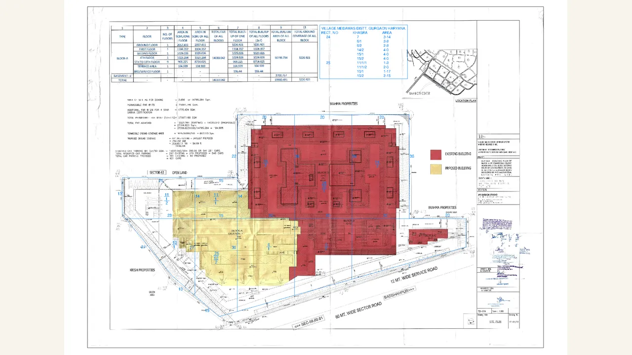 SUPERIMPOSED PLAN for BAANI CITY CENTER; AALIYAH REAL ESTATES PVT. LTD.; Sector 63, Gurugram