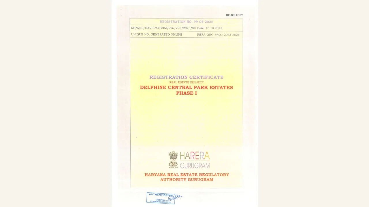 Audited registration certificate for Delphine Central Park Estates Phase I