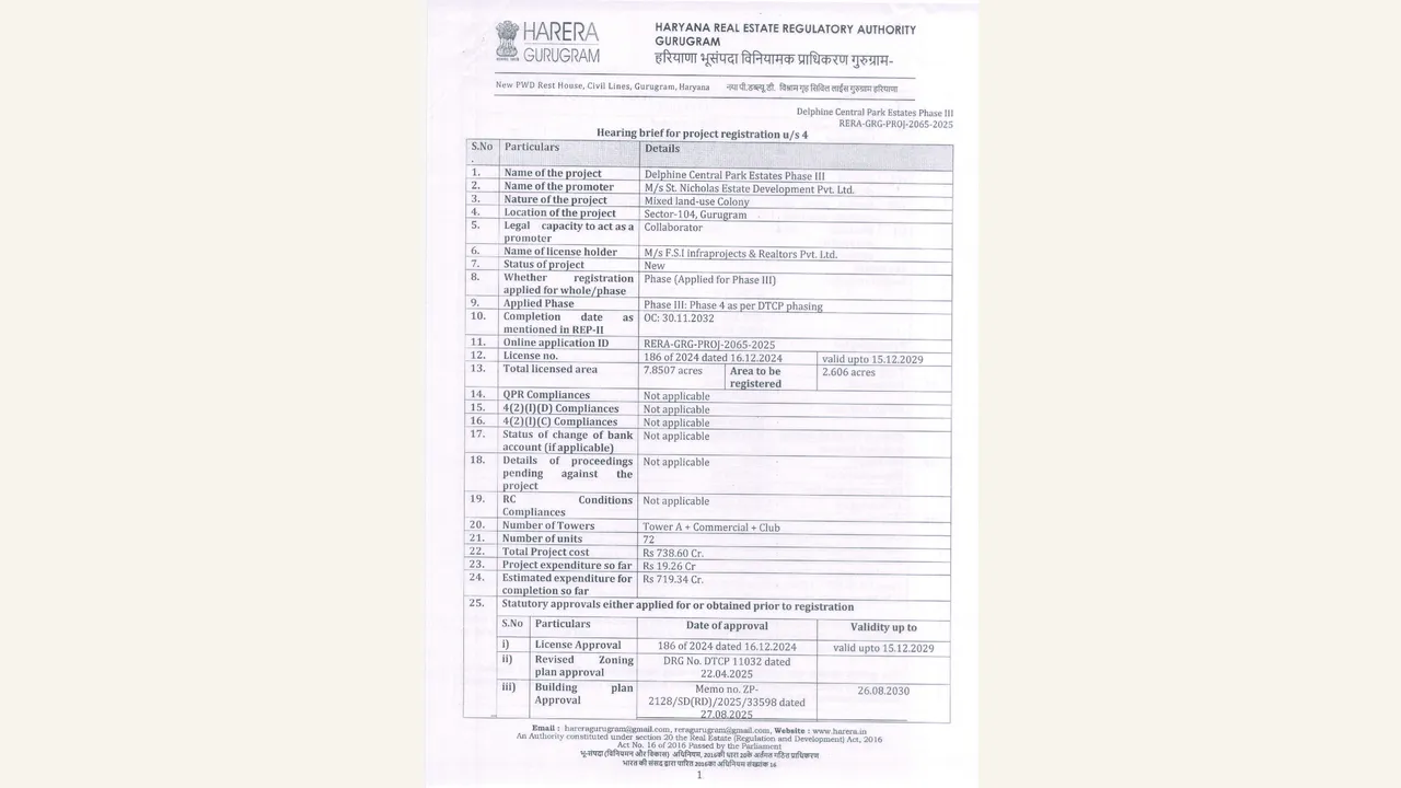 Audited project-registration hearing order for Delphine Phase III