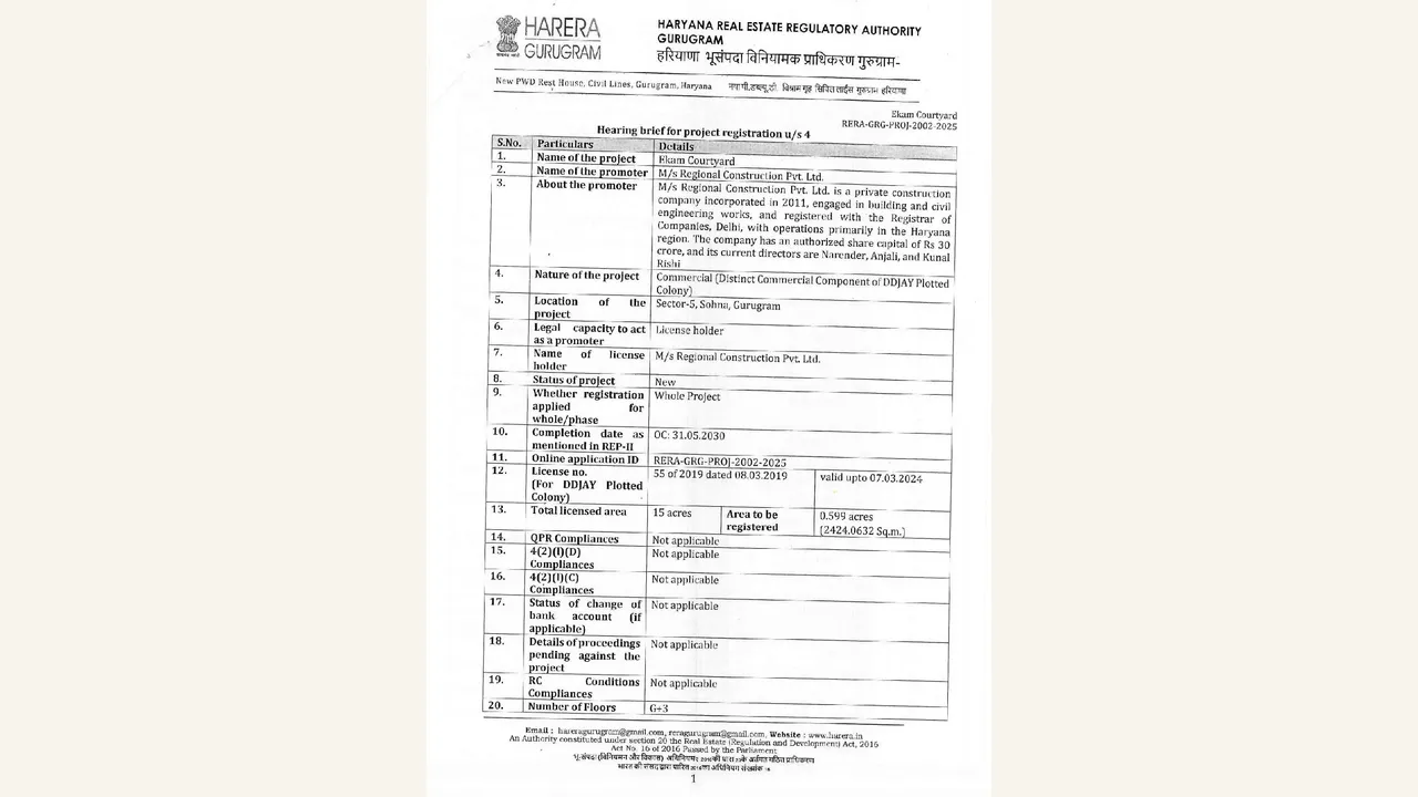 HRERA Project-Specific Hearing Brief reviewed for EKAM COURTYARD