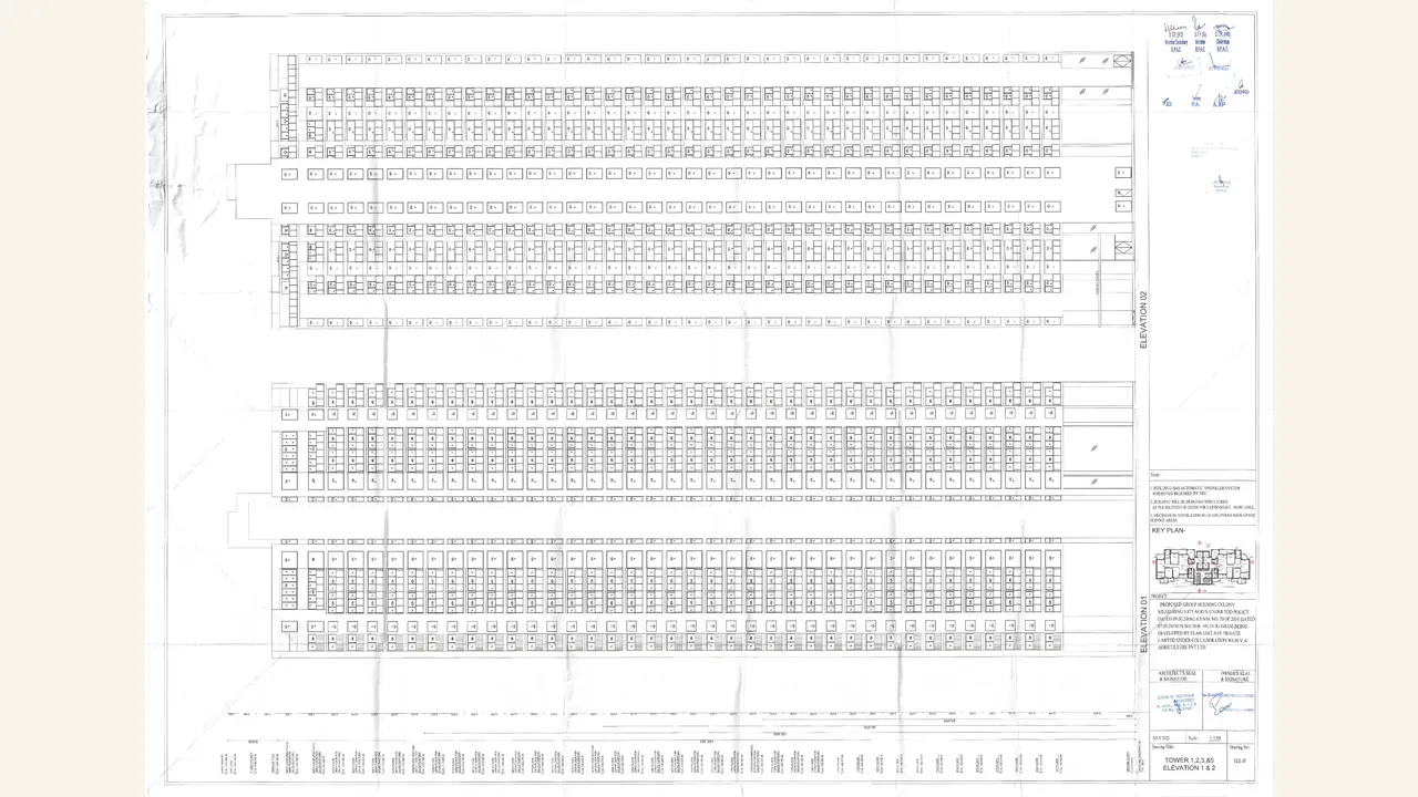 Audited tower-elevation drawing for Elan The Statement