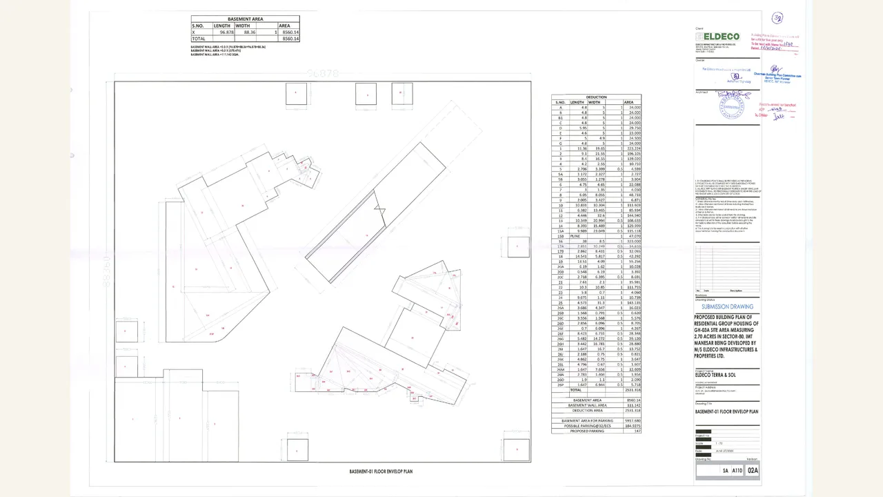 Basement 1 and ground-floor plan set visually verified for Eldeco Terra \u0026 Sol