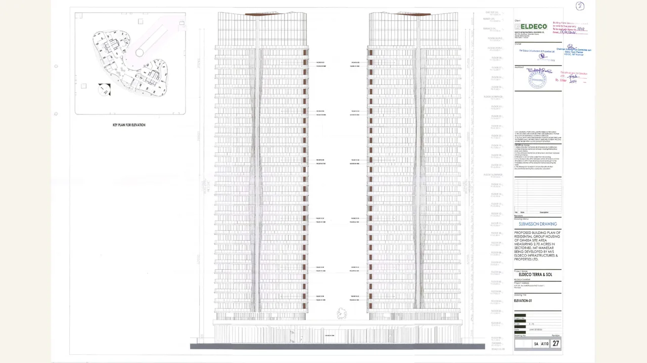 Approved building plans, elevations and sections visually verified for Eldeco Terra \u0026 Sol