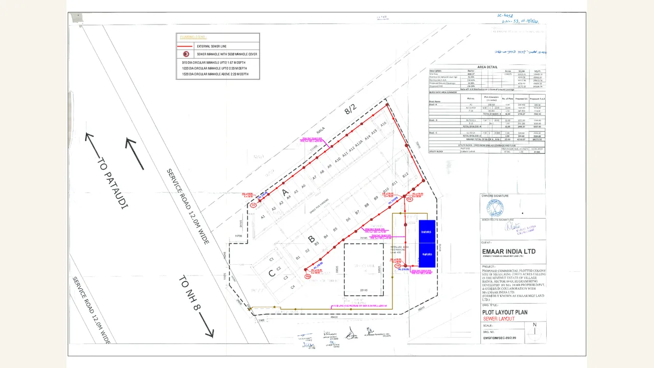Authority-filed sewer layout for EBD 89 NXT