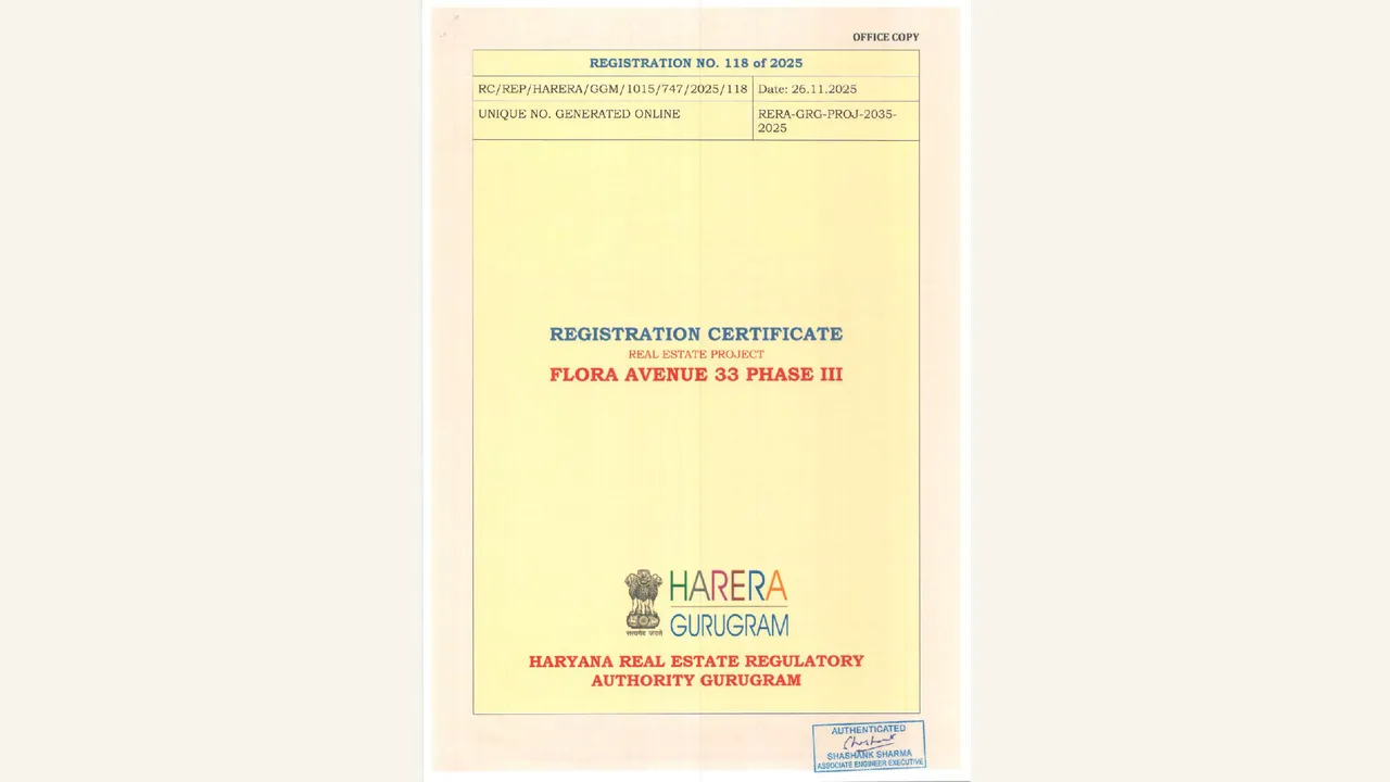 REGISTRATION CERTIFICATE — FLORA AVENUE 33 PHASE III — visually reviewed for FLORA AVENUE 33 PHASE III. Source-reviewed for FLORA AVENUE 33 PHASE III.