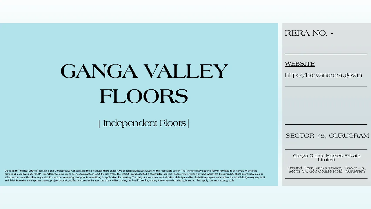 Rendered 6 page(s) visibly show the project brochure for GANGA VALLEY FLOORS, with target project identity, signatures, schedules or drawing content where applicable.