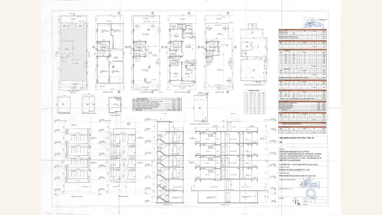 Rendered 1 page(s) visibly show the approved building plan for GANGA VALLEY FLOORS, with target project identity, signatures, schedules or drawing content where applicable.