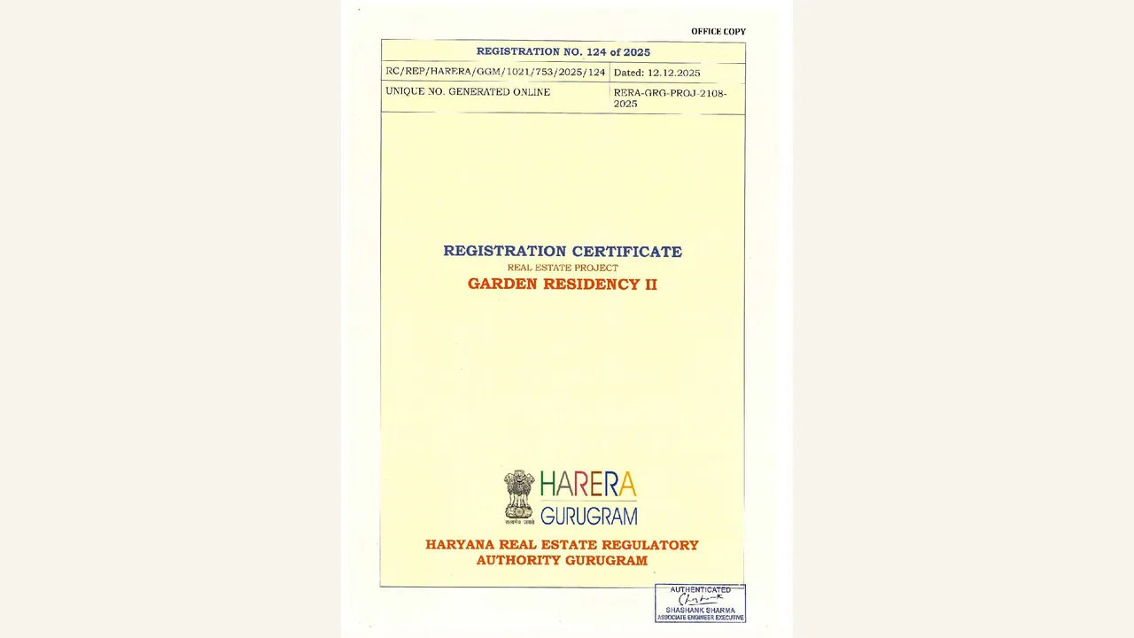 Registration Certificate — GGM/1021/753/2025/124 — visually reviewed for GARDEN RESIDENCY II. Source-reviewed for GARDEN RESIDENCY II.