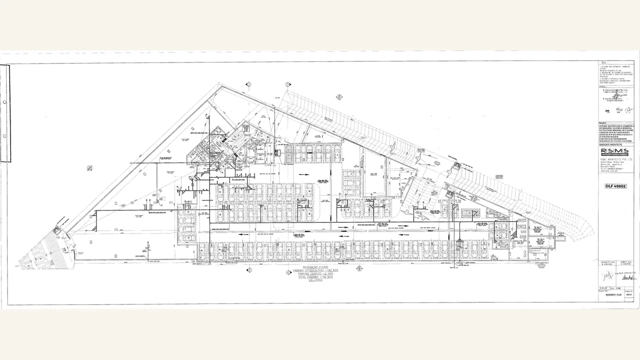 GARDENCITY ARCADE: Basement and parking plan — Gardencity Arcade. The rendered basement and parking plan visibly identifies the Commercial-2 Gardencity Arcade building and its parking arrangement.