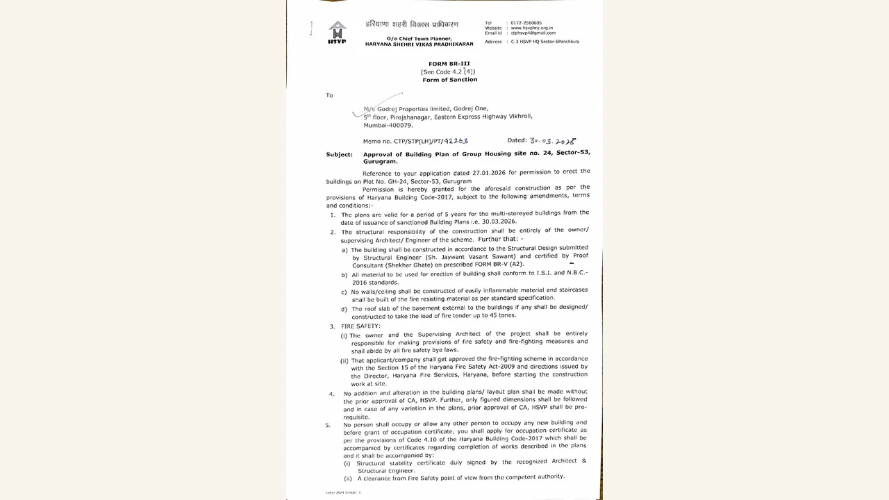Approved building-plan set visually verified for Godrej Samaris