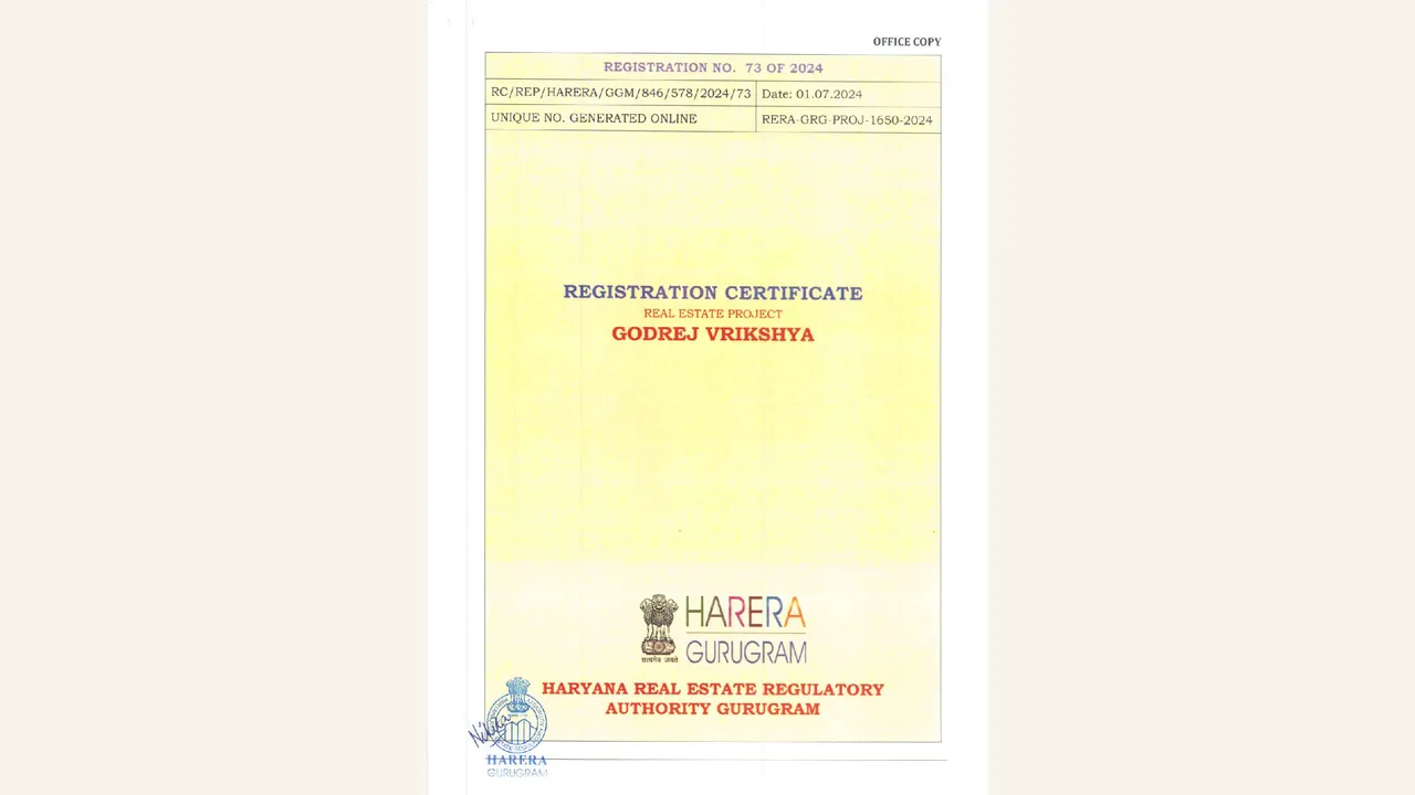 Godrej Vrikshya: Registration Certificate