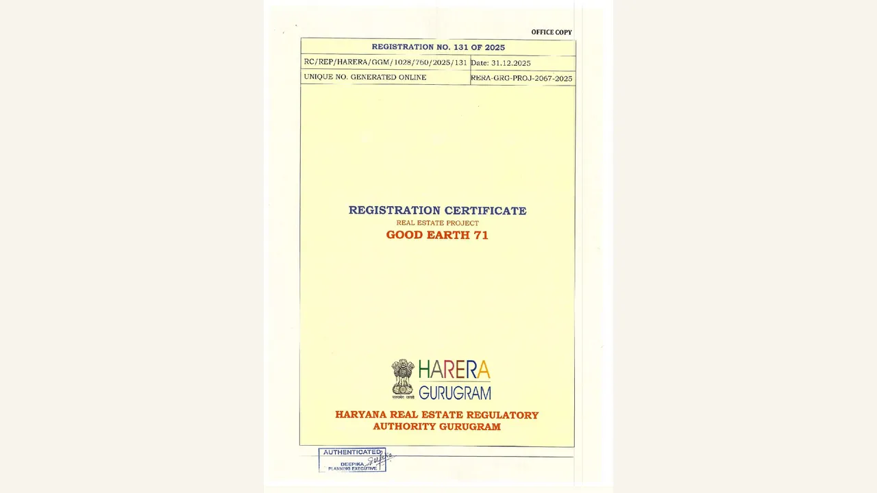 RERA Registration Certificate reviewed for Good Earth 71