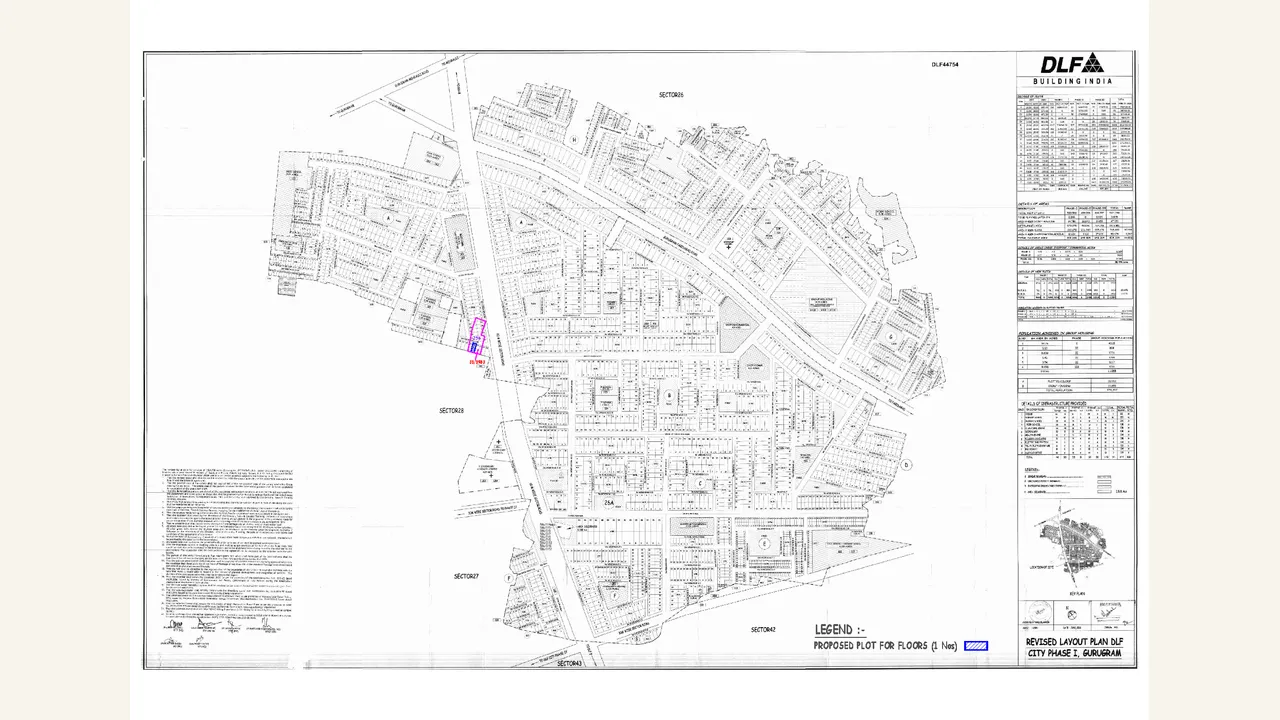 Superimposed plan for DLF City Phase I within the combined Phase I and II registration
