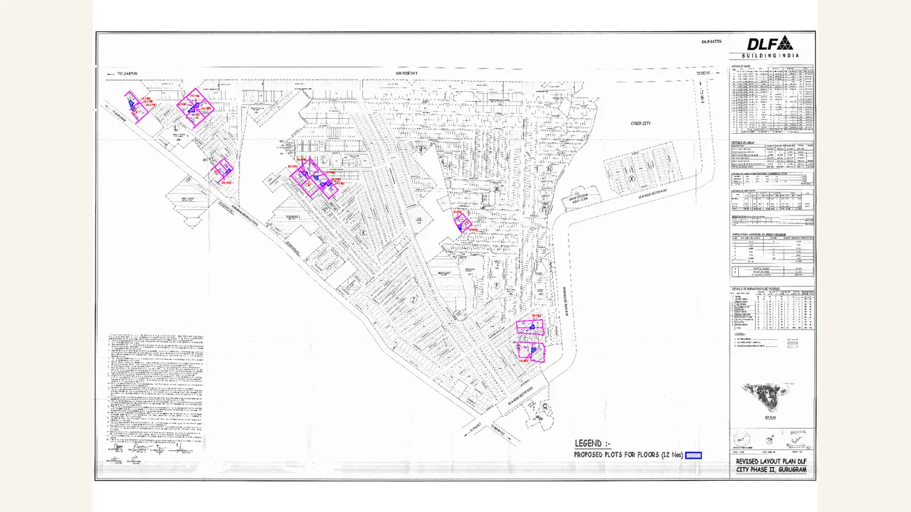 Superimposed plan for DLF City Phase II within the combined Phase I and II registration
