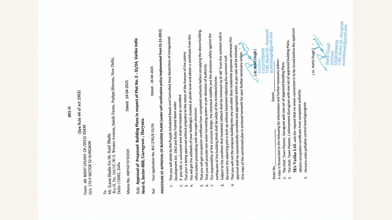 Authority-filed approved building plans for Ivory Arches