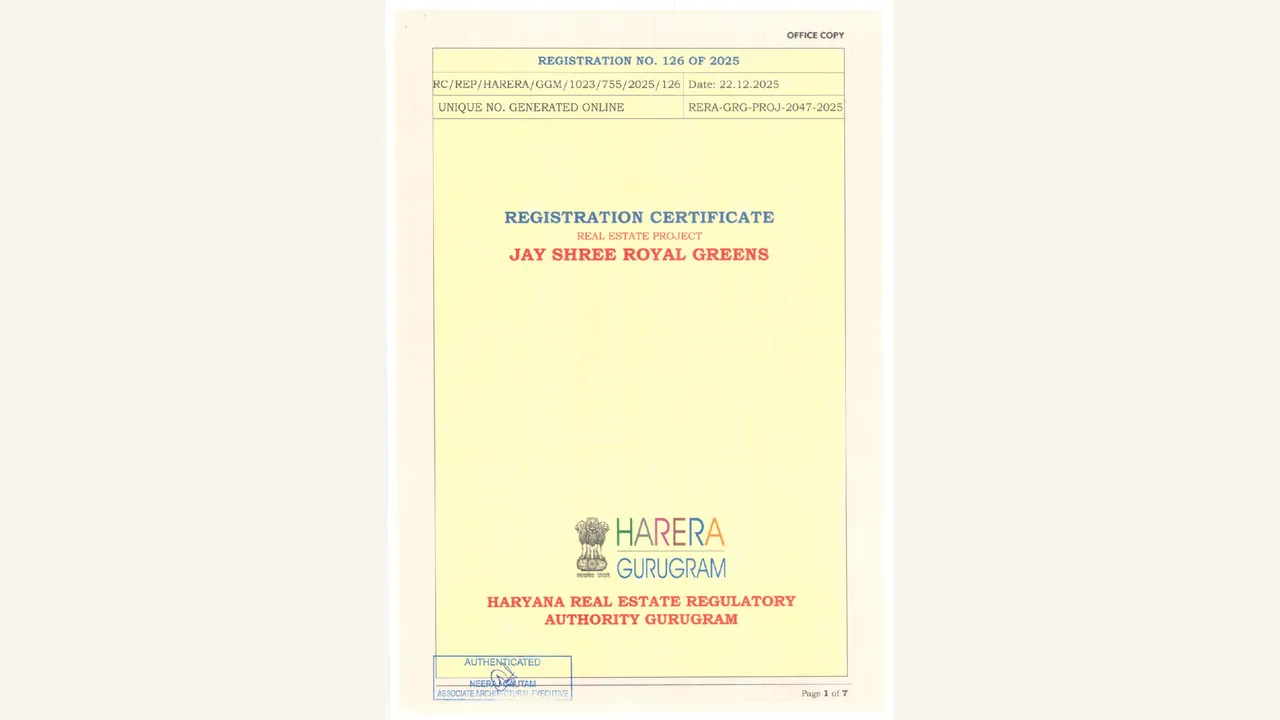 REGISTRATION CERTIFICATE — visually reviewed for JAY SHREE ROYAL GREENS. Source-reviewed for JAY SHREE ROYAL GREENS.