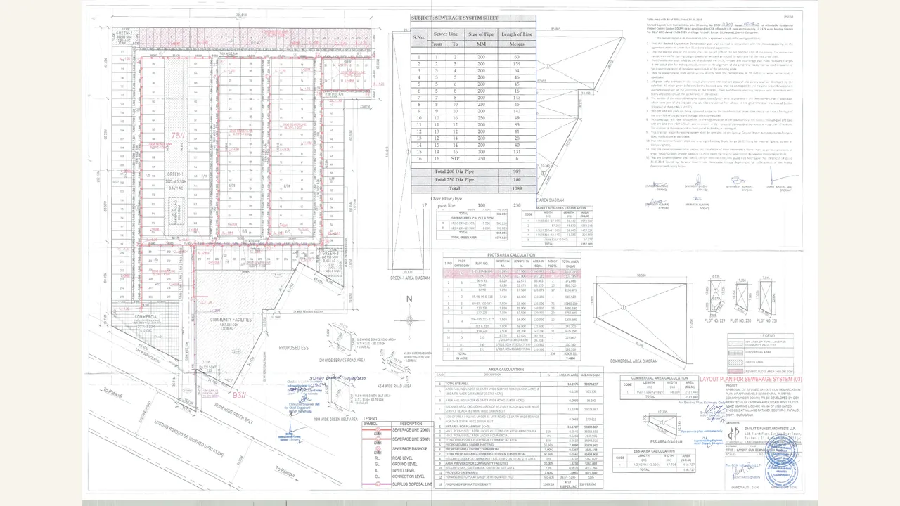 SEWERAGE PLAN — visually reviewed for JAY SHREE ROYAL GREENS. Source-reviewed for JAY SHREE ROYAL GREENS.