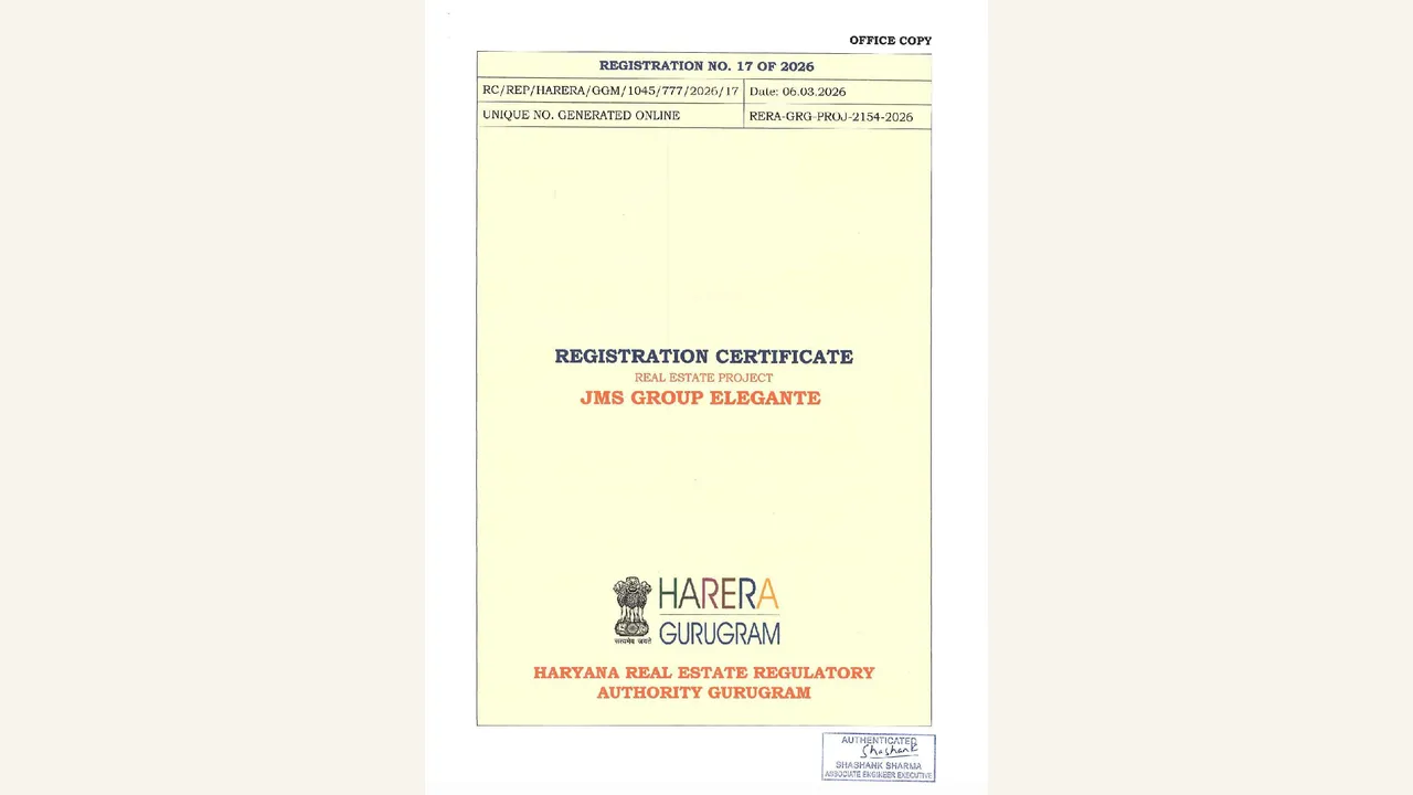 HRERA Registration Certificate reviewed for JMS GROUP ELEGANTE