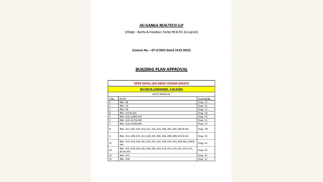 KASHI RESIDENCES building plan approval (confirmation from dtp)