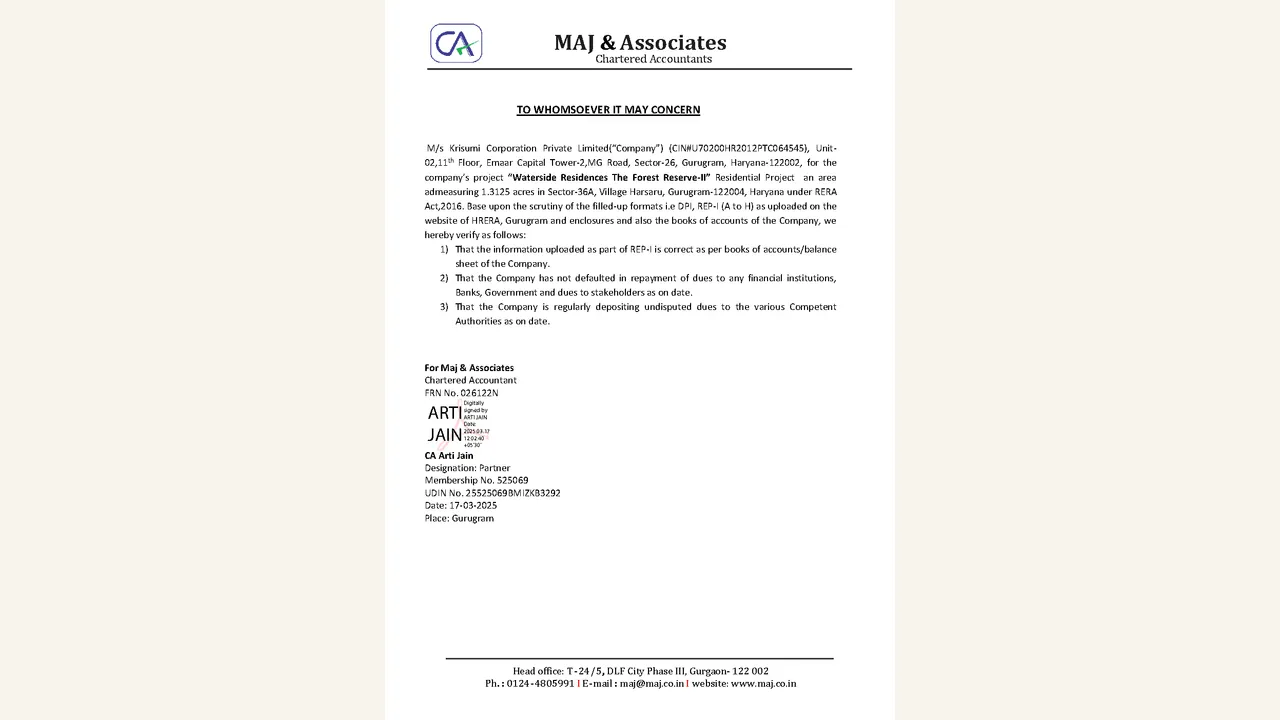 Krisumi Waterside Residences — The Forest Reserve-II: non-default certificate