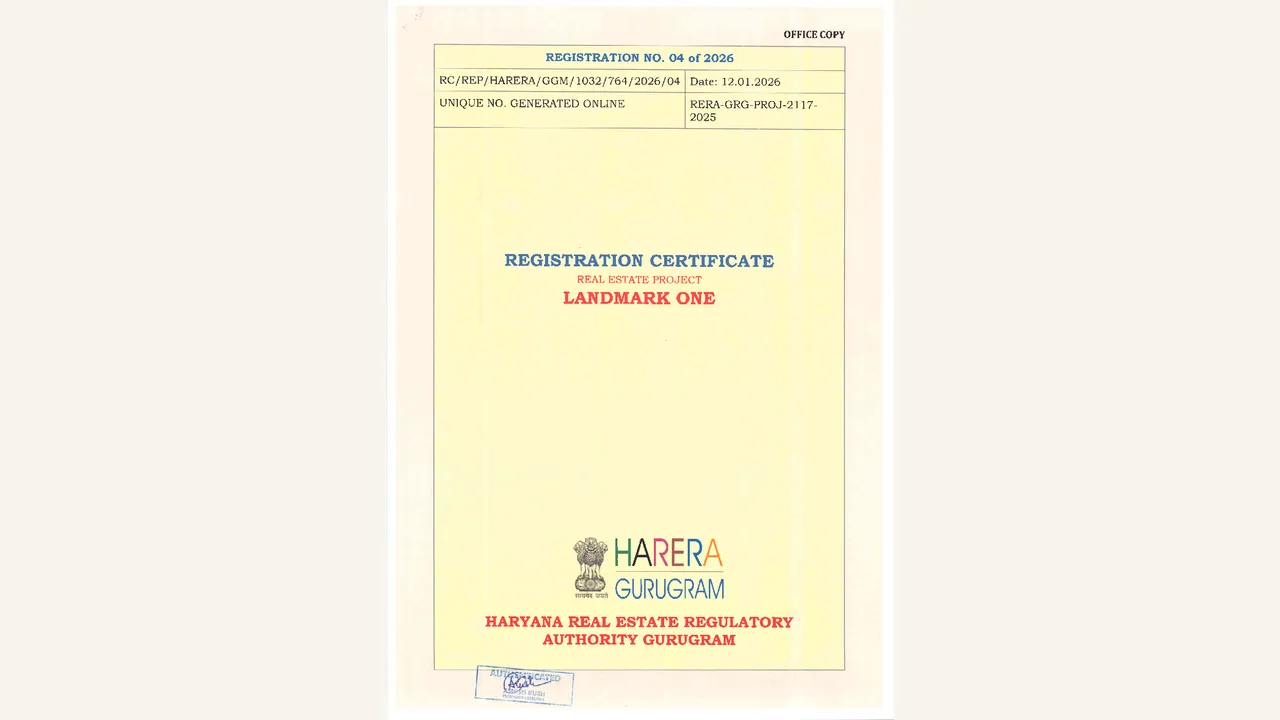 HRERA Authority Registration Certificate reviewed for LANDMARK ONE