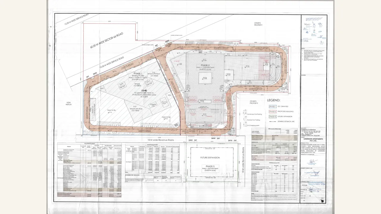 Approved Site Plan Drawing reviewed for LANDMARK ONE