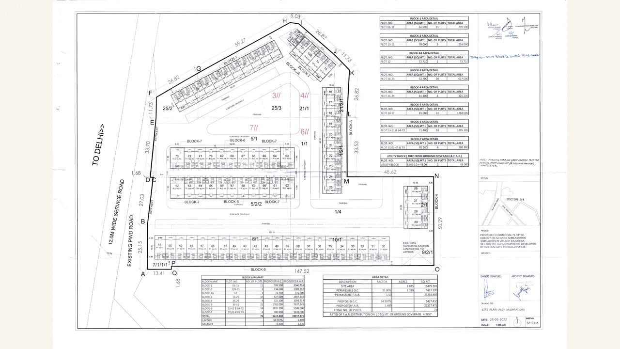 SITE PLAN PLOT ORIENTATION for M3M 114 MARKET; GOLDEN GATE PROPBUILD PRIVATE LIMITED; Sector-114, Gurugram Manesar Urban Complex
