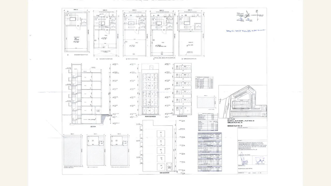 BLOCK-3 FLOOR PLAN AND AREA DETAILS (16 \u0026 25) for M3M 114 MARKET; GOLDEN GATE PROPBUILD PRIVATE LIMITED; Sector-114, Gurugram Manesar Urban Complex