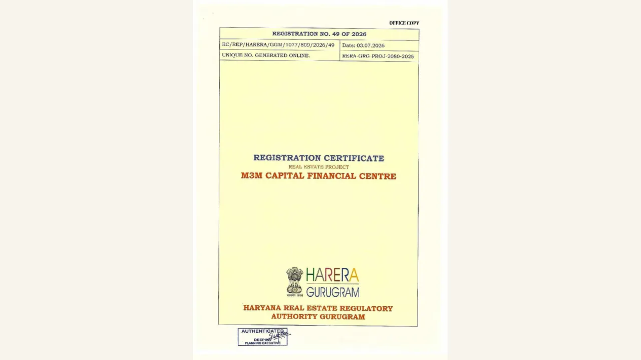 Audited registration certificate for M3M Capital Financial Centre