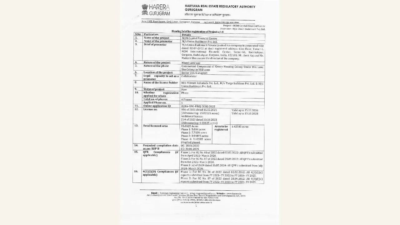 Audited HRERA project-registration proceeding