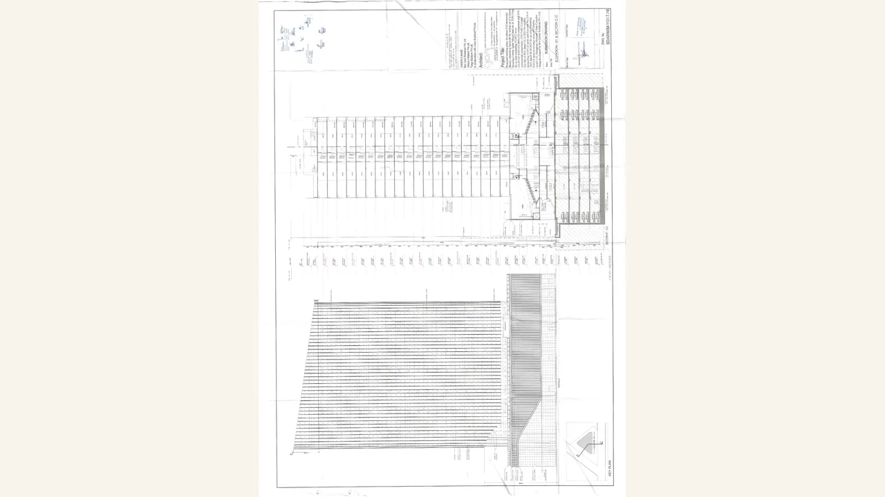 Audited elevation and architectural-section drawing