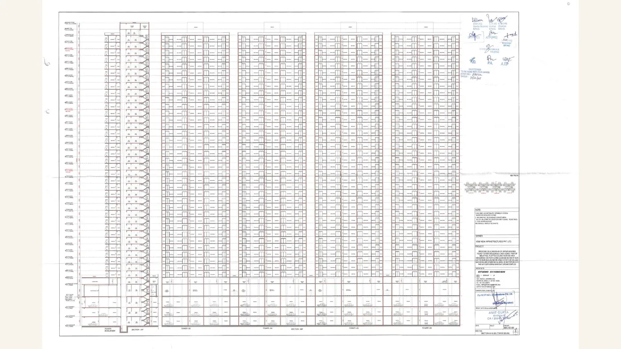 SECTION AA \u0026 BB (TOWER B3 - B6) drawing for M3M Forestia East I