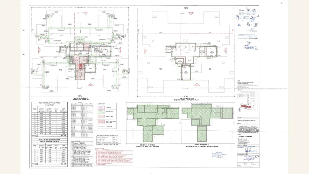 TERRACE FLOOR PLAN TOWER B3,B4,B5,B6 drawing for M3M Forestia East I